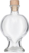Glazen Fles 'Hart' - 200 ml - Decoratieve Flessen, Glazen Flesjes Met Dop - Vorm: Hart Glas - Transparante Fles - Glas - 1 Stuk