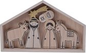 2D triplex kerststal met 6 kerstfiguren 32 cm - kinder kerststallen / kerststalletjes - kerstdecoratie / kerstversiering