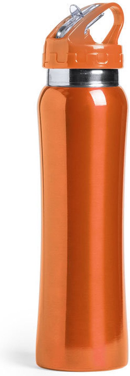 Drinkfles/waterfles 800 ml oranje van RVS - Sport bidon