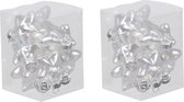 24x Sterretjes kersthangers/kerstballen transparant parelmoer van glas - 4 cm - mat/glans - Kerstboomversiering