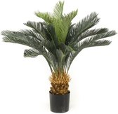 Groene Cycas revoluta/vredespalm kunstplant 90 cm in zwarte pot - Kunstplanten/nepplanten