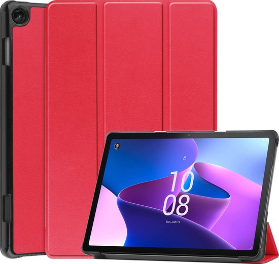 Case2go - Tablet hoes geschikt voor Lenovo Tab M10 (3e generatie) (TB328FU, TB328XU) - 10.1 inch - Tri-Fold Book Case met Auto/Wake functie - Rood