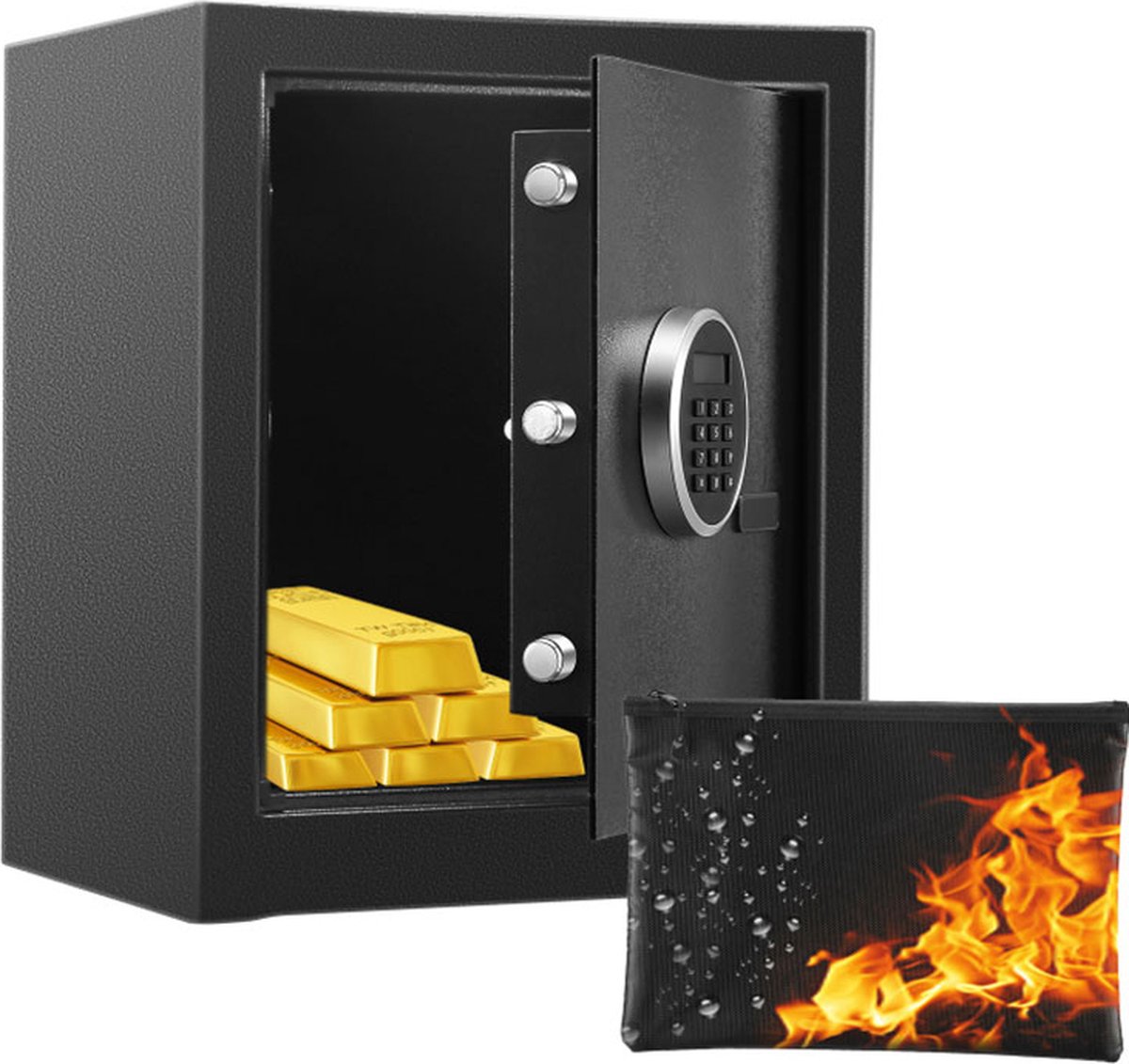 Safe Safe Box Brandwerende waterdichte veilige kast Kluizen Kluis met toetsenbord Digitale kluis voor thuiskantoor Hotel Zwart - 1,8 kubieke voet (maat: 1,8-Cu voor thuiskantoor Gun Cash Gebruik