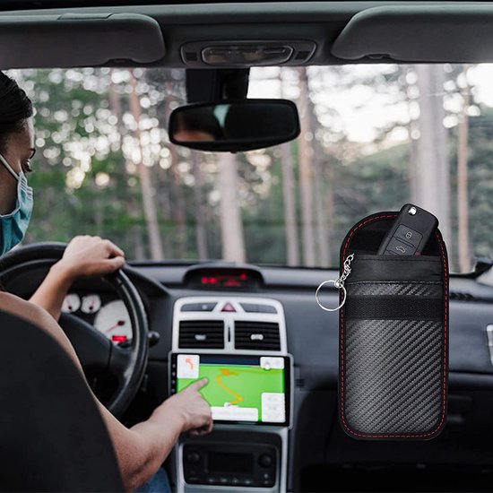 2 Stuks Autosleutels Faraday Zakje - RFID Blokkertas Anti-Diefstal Sleutelloze Toegang Bescherming