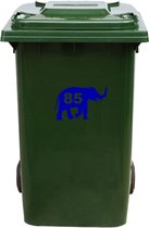 Autocollant Kliko / Autocollant poubelle - Éléphant - Numéro 85 - 14x23 - Blauw