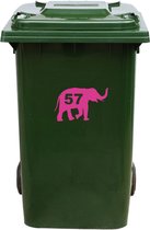 Kliko Sticker / Vuilnisbak Sticker - Olifant - Nummer 57 - 14x23 - Roze