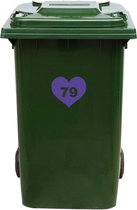 Autocollant Kliko / Autocollant poubelle - Coeur - Numéro 79 - 18,5x16,5 - Violet