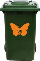 Kliko Sticker / Vuilnisbak Sticker - Vlinder - Nummer 30 - 14x21 - Oranje