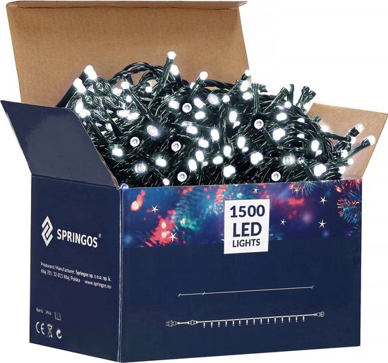 Meision Lichtsnoer voor binnen en buiten, 60 m, 480 leds, led-lichtketting 31 V met timer, 8 modi, geheugenfunctie, IP44 waterdicht, lichtketting voor buiten, stroom voor kerstdecoratie, feest