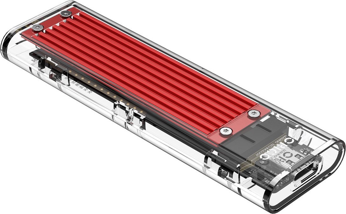 Orico NVMe M.2 SSD behuizing 10Gbps - Transparant - Rood Aluminium