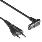 Câble d'alimentation C7 (coudé haut/bas) - CEE 7/16 (droit) - 2x 0,75mm / noir - 0 mètre