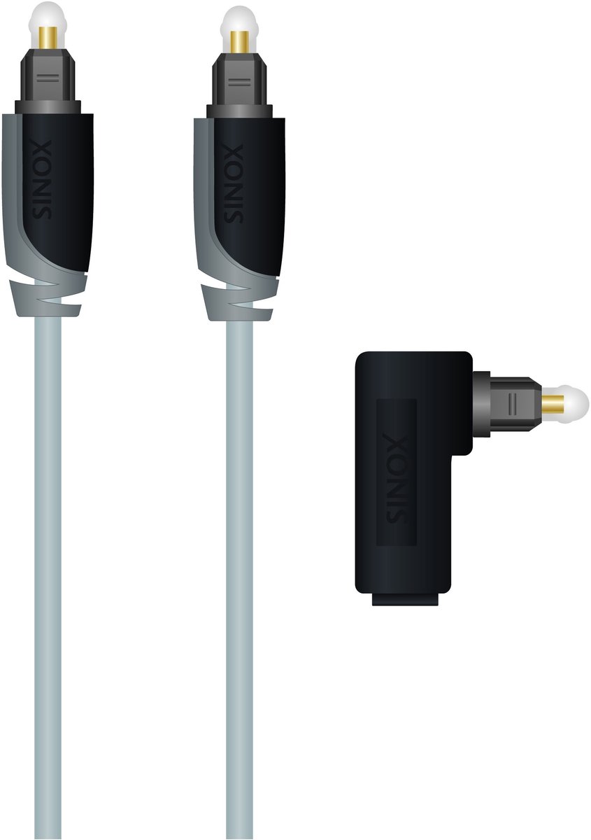 Sinox digitale optische Toslink audio kabel met haakse adapter - 1,5 meter