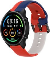Strap-it Triple sport bandje - geschikt voor Xiaomi Watch S1 (Active/Pro) / Watch 2 Pro / Watch S3 / Mi Watch / Amazfit GTR 47mm / GTR 2-3-4 / Bip 5 / Balance - rood/wit/blauw