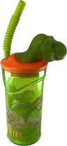 Drinkfles voor kinderen - Waterfles - 360ml - Met 3D T-Rex beeldje - Lichtgroen