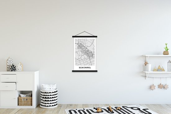 Porte-affiche avec affiche - Affiche scolaire - Schijndel - Carte - Plan d'étage - Plan de la ville - 60x90 cm - Lattes noires