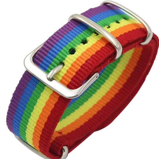 WiseGoods Bracelet de Luxe drapeau arc-en-ciel LGBT - Bracelet de Riem - Bracelets - Bijoux - Bijoux - Cadeau - Cadeau - Boucle