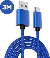 CS Extra Snelle Controller Oplaadkabel USB C - Snellader voor eSports - USB C Kabel - 5A Snellader / Fast Charger - 3 Meter 3M - Nylon Gevlochten - Blauw