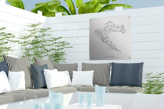 Carte de la Croatie composée de lignes en noir et blanc 50x50 cm