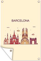 Tuindecoratie Barcelona - Skyline - Spanje - 40x60 cm - Tuinposter - Tuindoek - Buitenposter