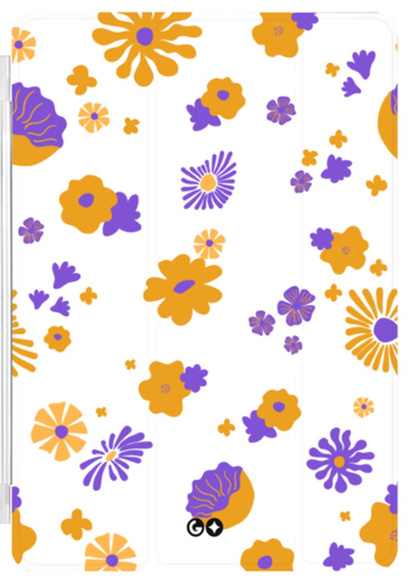 Smartcover geschikt voor Apple Ipad Mini 2021 - Standaard en bescherming - met magneten - Natuurcollectie - Hippie Flowers - Paars