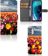 Telefoonhoesje met Tekst Motorola Moto G51 5G Wallet Book Case Moederdag Cadeau Tulpen