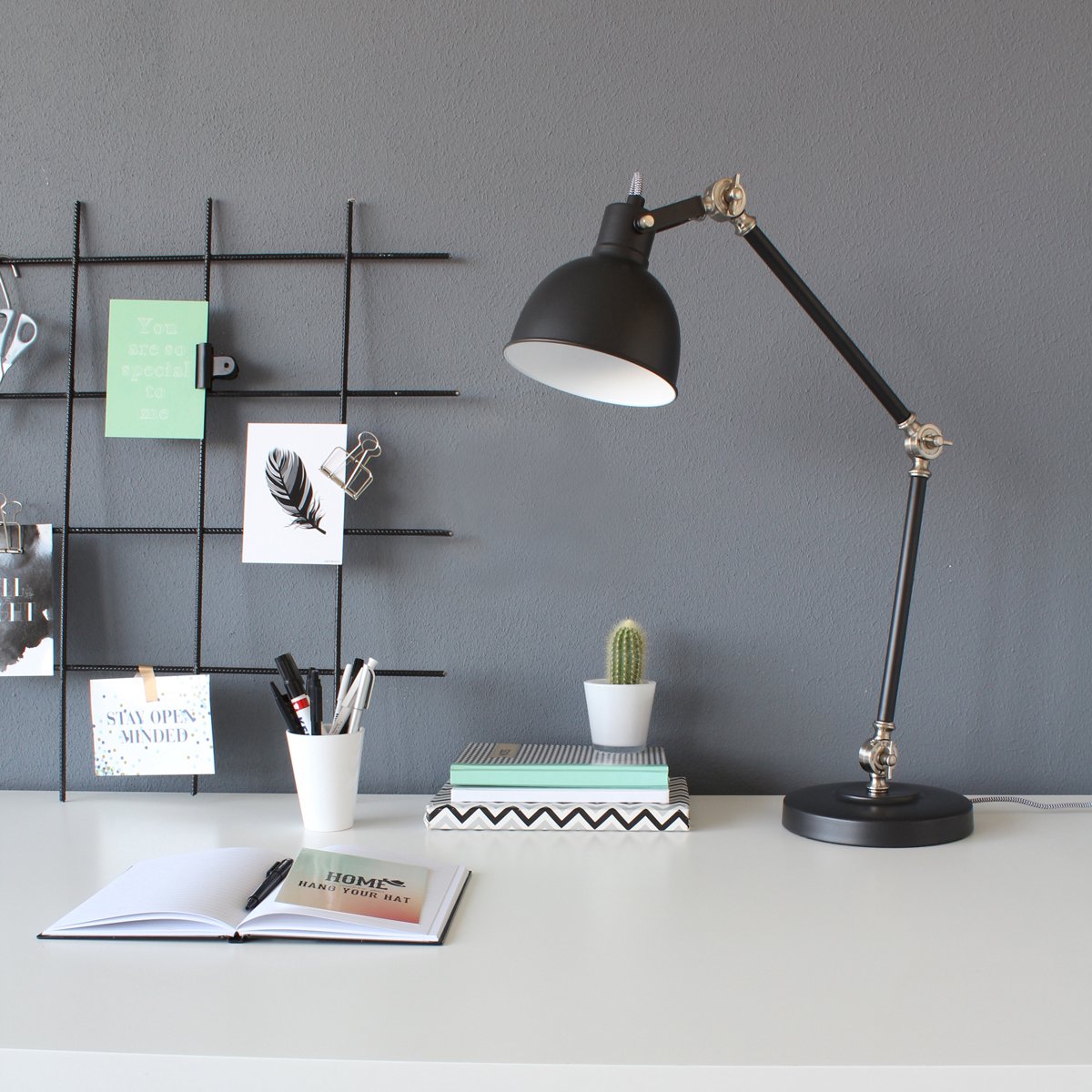 Tafellamp Cera | 1 lichts | staal / zwart | metaal | 75 cm | kantoor / bureaulamp | modern / stoer design