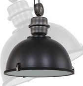Industriële hanglamp Bikkel XXL | 1 lichts | zwart | glas / metaal | Ø 52 cm | in hoogte verstelbaar tot 155 cm | eetkamer / woonkamer / slaapkamer lamp | industrieel / modern / robuust design
