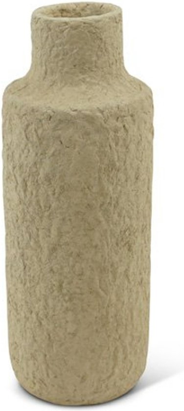 Kinta Vase Pap Beige - 23 cm - commerce équitable en papier mâché et bouteille en plastique recyclé