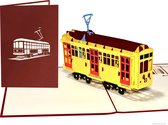 Popcards popupkaarten – Elektrische Tram met bovenleiding, Klassiek Vervoermiddel pop-up kaart 3D wenskaart