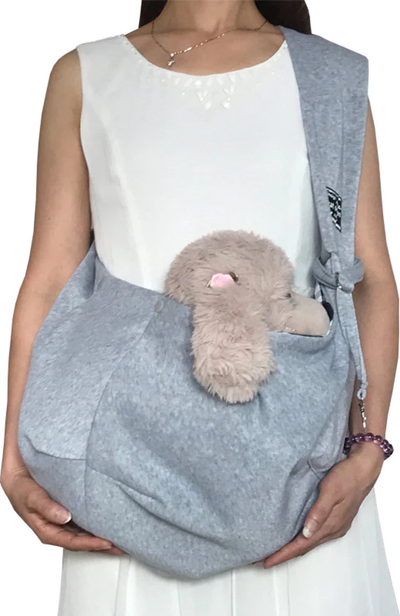 Bol.com iBright Draagtas Hond - XL Buikdrager Verstelbaar met Gesp - Hondentas - Draagzak Honden - Grijs - Tot 10kg aanbieding