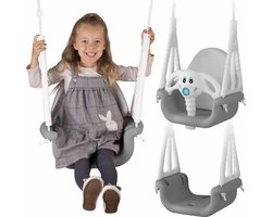 Schommel baby - buiten - meegroei schommel - grijs & wit