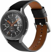 By Qubix leren bandje 20mm - Zwart - Geschikt voor Samsung Galaxy Watch 6 - Galaxy Watch 6 Pro - Galaxy Watch 5 - Galaxy Watch 5 Pro - Galaxy Watch 4 - Galaxy Watch 4 Classic