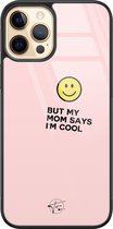 Hoesje geschikt voor iPhone 12 - I'm cool quote - Luxe Hard Case - Tekst - Roze - Mooie Telefoonhoesjes