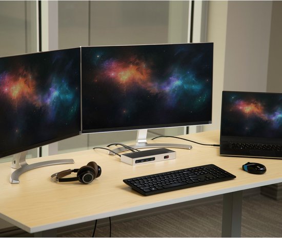 Station D'Accueil Hybride USB-C / USB-A Double 4K 60Hz - HDMI + DisplayPort, 6 Ports USB 3.0, Gigabit Ethernet - Parfait Pour Windows & Mac