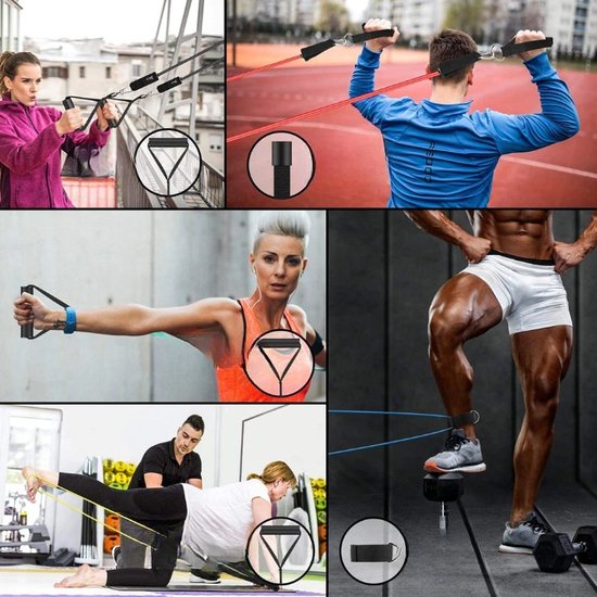 JXE Pedaal Weerstand Band Elastische Trekhaak Indoor Fitness Apparatuur Voet Pedaal Zitten Oefening Bodybuilding Expander Accessoires voor Buik/Taille/Arm/Been Stretching Afslanken Training - Zwart
