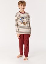 Woody pyjama jongens/heren - multicolor gestreept - uil - 222-1-PLS-S/931 - maat 152