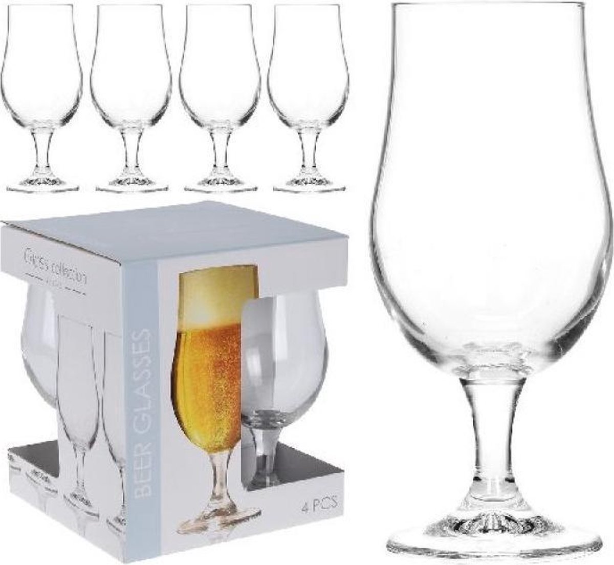 Lot de 4 verres à bière sur pied 37cl - Centrakor