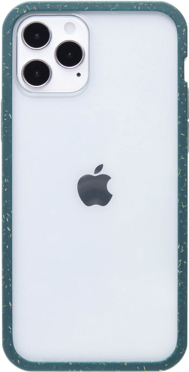 Apple iPhone 12 Hoesje - Pela Case - Clear Serie - Eco Friendly Backcover - Transparant / Groen - Hoesje Geschikt Voor Apple iPhone 12