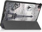 Tablet Hoes & Screenprotector geschikt voor Lenovo Tab M10 Plus (3e gen) tablet hoes en screenprotector - 2 in 1 cover - 10.6 inch - Tri-Fold Book Case - Eiffeltoren