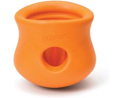 West Paw Toppl Zogoflex - Sterk Honden Speelgoed - Slowfeeder - Oranje - Small - 8 cm