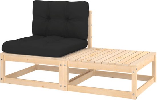 Foto: Vidaxl 2 delige loungeset met kussens massief grenenhout