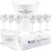 Complete Moët & Chandon Ice Imperial set Ice Bucket XL inclusief 6 glazen en Small Ice Bucket met Scoop en handdoek