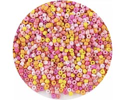1000 kralen - geel roze mix - Rocailles - 2 mm - IXEN