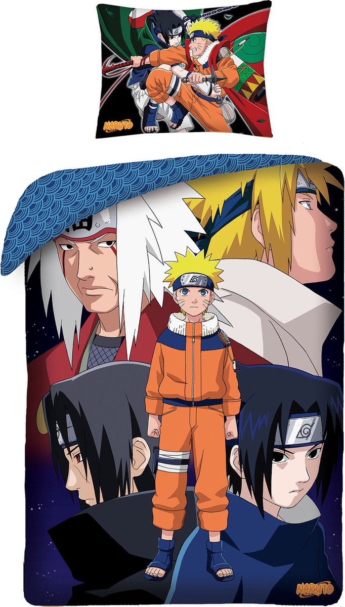 Naruto Dekbedovertrek, Konoha - Eenpersoons - 140 x 200 + 65 x 65 cm - Katoen
