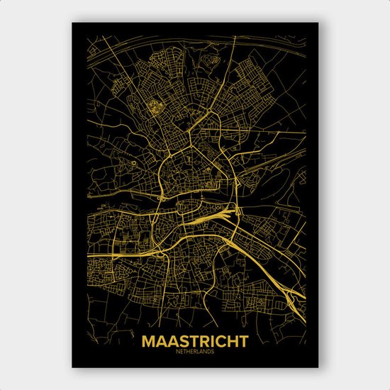 Poster Plattegrond Maastricht - Dibond - 50x70 cm | Wanddecoratie - Interieur - Art - Wonen - Schilderij - Kunst
