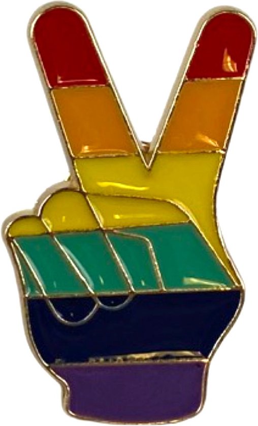 Rainbow Peace Sign Vredesteken Symbool Emaille Pin 1.5 cm / 2.5 cm / Rood Oranje Geel Blauw Paars