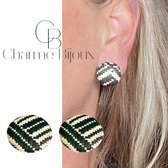 Clip oorbellen- zwart -ecru- Textiel- Random- 17.5 mm-Charme Bijoux
