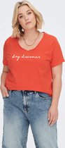 ONLY CARMAKOMA CARQUOTE SS V-NECK REG TEE JRS Dames T-shirt - Maat M-46/48