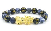 Feng Shui - heren armband - geluksbrenger - geluksarmband - geluk - 21 cm Blauw Agaat Mix - 1 stuks