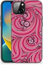 Coque Smartphone Coque iPhone 14 Plus Coque Arrière TPU Siliconen avec Bord Noir Swirl Pink